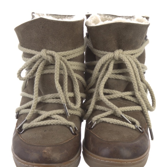 ISABEL MARANT SZ 40 beige NOWLES Shearling Leather Boots - Picture 5 of 5